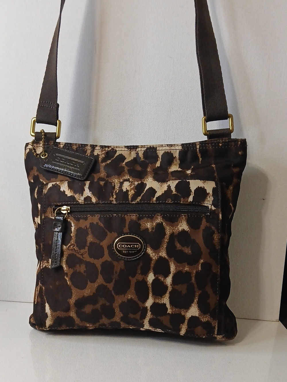 Coach Ocelot Leopard-Print Crossbody Bag in Brown and Black